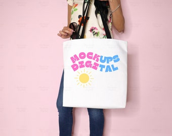 Makieta torby Aop Tote, makieta Printify, torba Aop Tote, czarna torba z uchwytami, makieta torby z nadrukiem na całej powierzchni, makieta torby na zakupy w stylu boho, biała