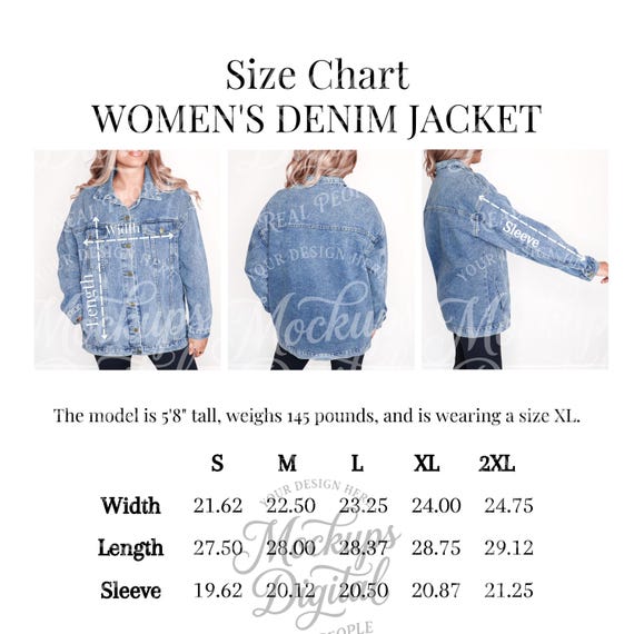 Women's Denim Jacket Size Chart, MWW Jacket Oversized, Real Model