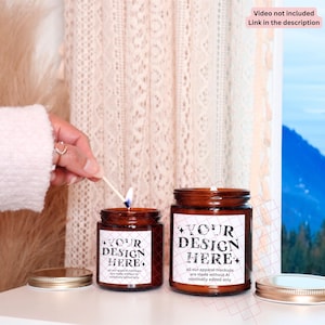 Printify Amber Glass Candle Mockup 4 oz Candle Mockup 9 oz Candle Mockup Golden Lid Jar Candle Mockup Candle Label 9oz Amber Candle Mockup