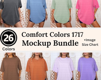 Comfort Colors Mockup Bundle Comfort Colors 1717 Mockup Bundle Oversized Mockup Shirt Mock Up Bundle Retro Boho Style Mockup 1717 Size Chart