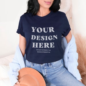 Bella Canvas Navy Mockup Navy Shirt Mockup Navy Tshirt Mockup Blue Shirt Mockup Bella Canvas 3001 Mockup Navy 3001 Navy Mockup Spring Mockup
