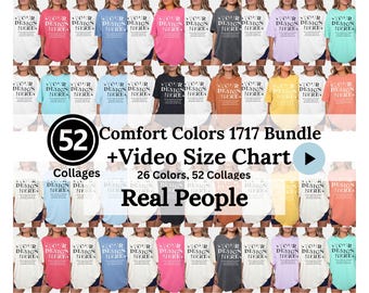 Comfort Colors 1717 Mockup Bundle | Bachelorette T-Shirt Mockups | Oversized Matching Comfort Colors | 1717 Video Size Chart Canva Template