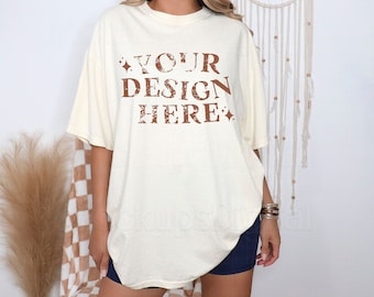 Ivory Comfort Colors Mockup 1717 Ivory Mockup Ivory 1717 Mockup Ivory Shirt Mockup Oversized Shirt Mockup Retro Mockup 1717 Mockup Boho Mock