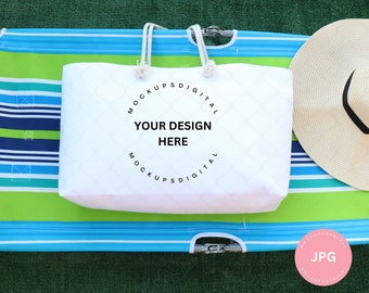 Weekender Bag Mockup White Tote Mockup Beach Weekender Tote Bag Weekender Bag Mock Up Weekender Bag Mock-Up Rope Handle Bag Mockup Tote Mock