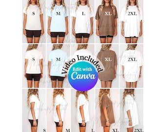Comfort Colors 1717 Size Guide Editable 1717 Sizing Guide C1717 POD Size Comparison Canva Template Chart Comfort Colors Oversized Size Chart