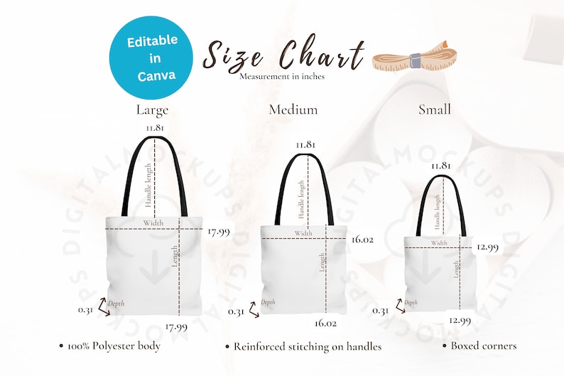 Aop Tote Bag Size Chartaop Tote Bag Mockupsize Chartall Etsy Australia