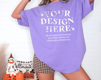 Comfortkleuren 1717 Violet mockup Halloween Comfortkleuren mockup Comfortkleuren 1717 Violet mockup violet C1717 Violet mockup retro shirtmodel