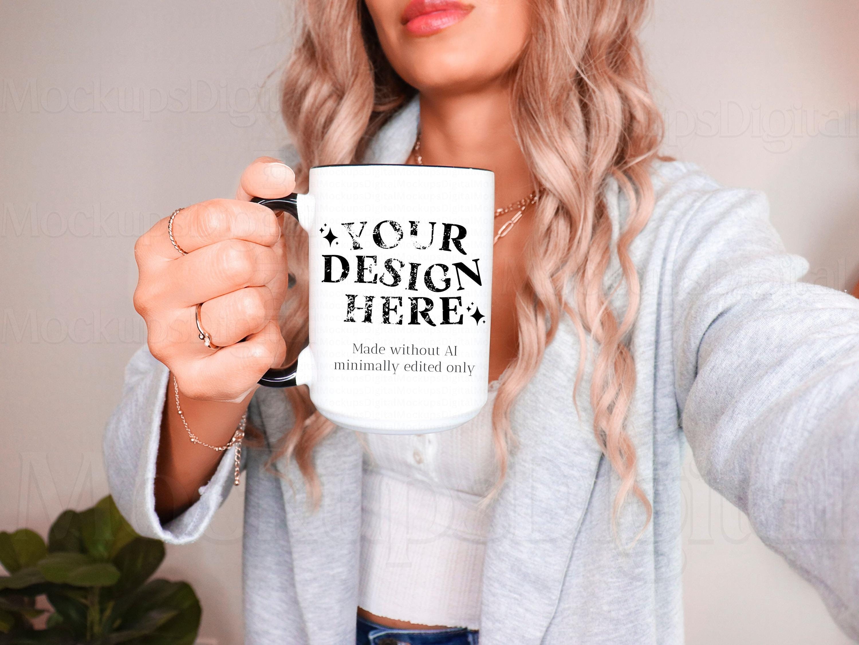 Black handle Mug Mockup 15 oz Accent Mug Mockup Two Tone Coffee Mug Mockup Two Color Mug Mockup Black Handle Cup Mockup Coffee Mug Mockup