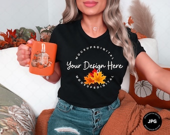 Bella Canvas 3001 Tshirt Mockup Halloween Mockup Spooky Mockup Fall Mockup Halloween Mockup Fall Bella Canvas Mockup Black Shirt Mockup