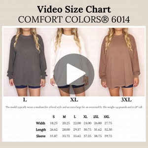 Comfort Colors Video Size Chart