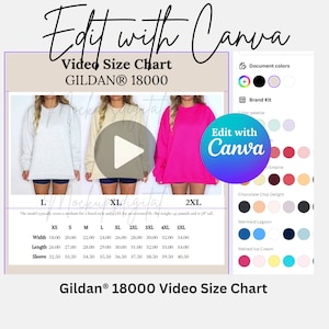 Gildan 18000 Video Size Chart 18000 Canva Bearbeitbare Größentabelle Oversized Video Size Chart Size Guide 18000 Size Referenz Model Size Chart