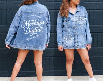 Denim Jacket Mockup, MWW Women's Jacket Oversized, Real Model (Digital Download)