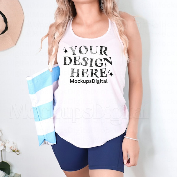 Bella Canvas 8800 Soft Pink Mockup Pink Flowy Racerback Tank Mockup Bella Canvas Summer Mockup PinkTank Top Summer Mock up Tank Mockup