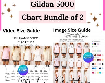 Editable Gildan 5000 Video Size Chart Canva Template Gildan 5000 Video Chart 5000 POD Video Size Guide Tshirt Unisex Mockup Size chart 5000
