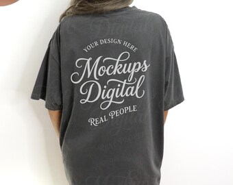Back of Pepper Comfort Colors Tshirt Mockup Oversized Pepper Mockup Model Mockup Trendy Mock Up Pepper Shirt Mockup Spring Mockup Summer Tee