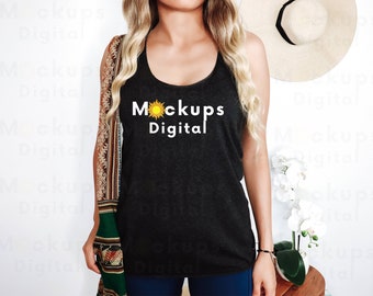 Vintage Black Next Level 6733 Mockup Next Level Racerback Tank Mockup Next Level 6733 Mock Up Next Level Tank Mockup 6733 Summer Mockup