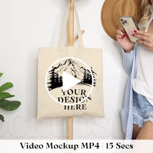 Mockup video di Liberty Bag OAD113 Mockup di borsa tote in tela Mockup sovrapposto Mockup video di borsa tote naturale Mockup video di borsa tote Mockup video occidentale