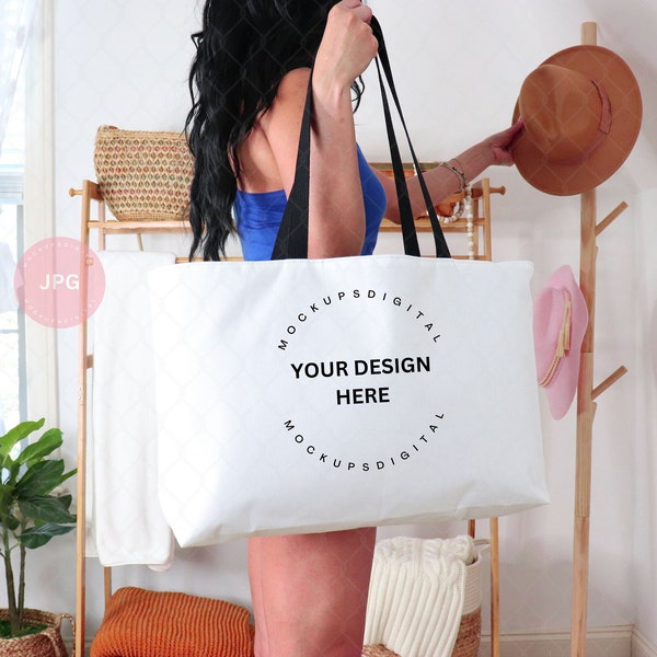 Weekender Bag Mockup Black Handle Weekender Tote Bag Mockup Weekender Bag Mock Up Weekender Black Handle Printify Mockup Fall Mockup Boho