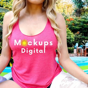 Vintage Shocking Pink Mockup Next Level Racerback Tank Mockup Next Level 6733 Mock Up Next Level Tank Mockup 6733 Summer Mockup Shirt Mockup