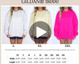 Gildan 18000 Video Size Chart 18000 Size Chart Oversized Video Size Chart Retro Mockup Size Guide 18000 Size Reference Model Size Chart