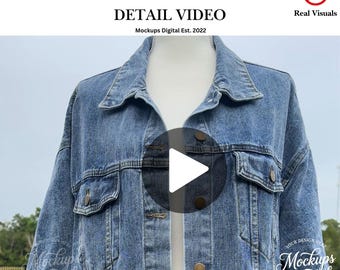 Detailed MWW Women's Jacket Oversized Video Mockup of Fabric Denim Jacket Mockup (Digital Download)