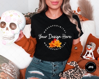 Bella Canvas 3001 Tshirt Mockup Halloween Mockup Spooky Mockup Fall Mockup Halloween Mockup Fall Bella Canvas Mockup Black Shirt Mockup