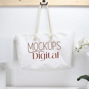 Weekender Bag Mockup, Weekender Mockup, Weekender Tote Bag, Weekender Bag Mock Up, Weekender Bag Mock-Up, Tote Mock, Rope Handle Bag Mockup