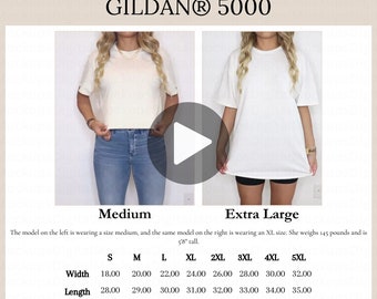 Gildan 5000 Videostorlekstabell Gildan 5000 Storlekstabell Unisex T-shirt i kraftig bomull Videostorlekstabell Överdimensionerad Gildan 5000 Mockup Retro T-shirt Mockup
