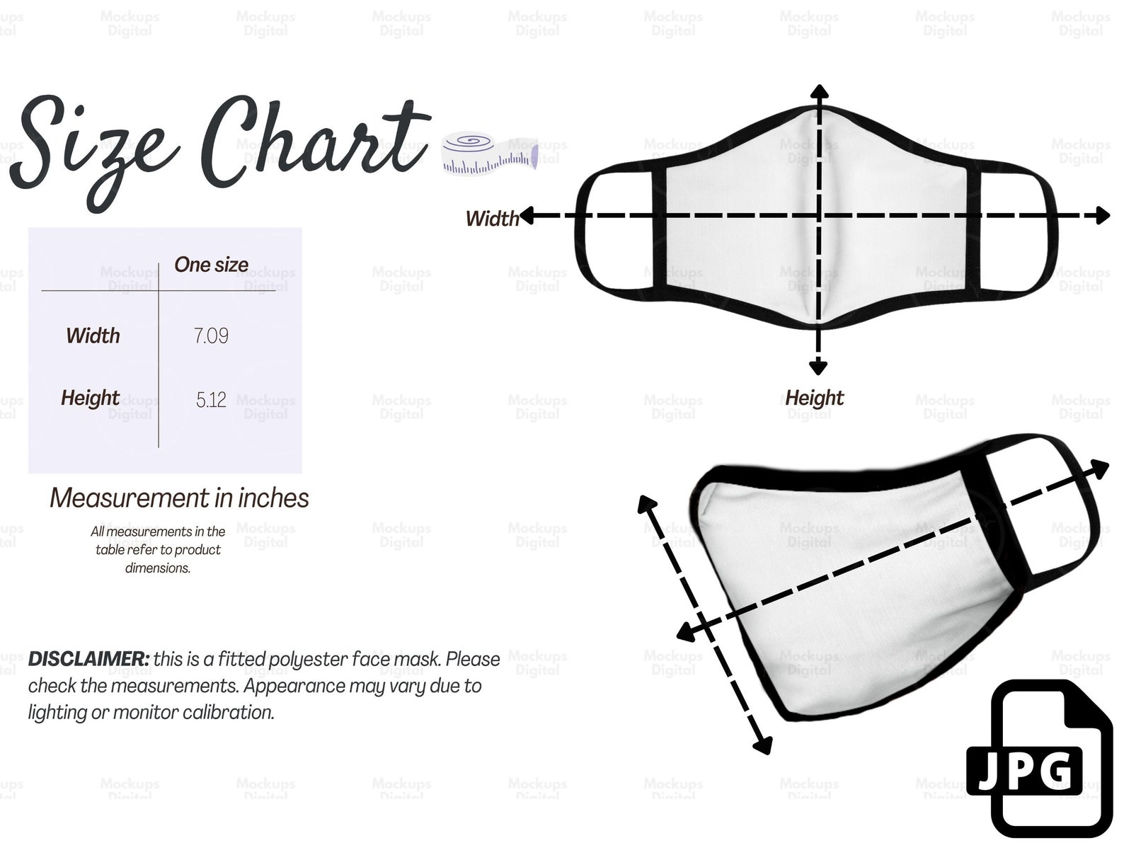Face Mask Size Chartbohosize Chartjpgface Mask Etsy