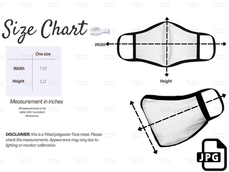 Face Mask Size Chartbohosize Chartjpgface Mask Etsy