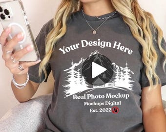 Comfort Colors Video Mockup Pepper Shirt Video Mockup Oversized Mockup 1717 Fall T-shirt Print on Demand Mockup