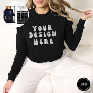 Black Bella Canvas 7503 Mockup Bella Canvas 7503 Size Chart 7503 Cropped Sweatshirt Mock Up  Cropped Sweatshirt Mockup Cropped Top Mock 7503