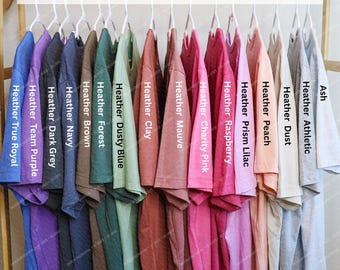 Tableau des couleurs de la toile 3001 Bella Bella | Échantillons de t-shirts chinés (téléchargement numérique)