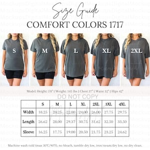Comfort Colors 1717 Size Guide-Comfort Colors Size Fit Guide-1717 Shirt Size Chart-1717 Reference Chart-Oversized 1717 Tee Comparison Chart