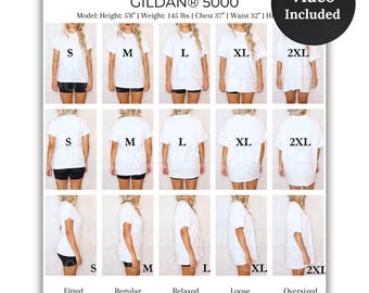 Gildan 5000 Size Fit Guide Video Size Chart Unisex T-Shirt Reference Chart for Print on Demand (Digital Download)
