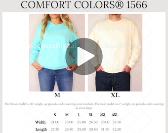 Comfort Colors Video Size Chart Unisex Comfort Colors 1566 Video Size Chart Oversized Comfort Colors Mockup 1566 Mockup Video Chart Mockup