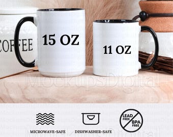 Black Handle Accent Mug Size Guide Ceramic Mug Size Chart 11oz Mug Size chart 15oz Mug Size Chart Printify Mug Care Instructions Size Guide