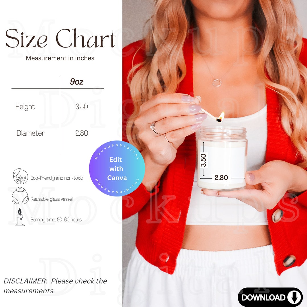 Candle Size Chart, Jar Candle Mockup, Size Chart, Candle Mockup, Fall