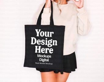 Maqueta de bolso de mano Liberty Bag OAD113 Maqueta de bolso de mano Liberty Maqueta de bolso de mano negro Maqueta de bolso de mano de lona de algodón Maqueta de bolso de mano retro Maqueta de otoño