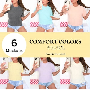 Paquete de maquetas Comfort Colors 3023CL Tabla de tallas 3023CL Carta de colores 3023CL Paquete 3023CL Paquete de maquetas de camiseta Comfort Colors Colores cómodos