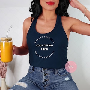 Midnight Navy Next Level 1533 Mockup Blue Next Level Tank Mockup 1533 Model Mockup 1533 Tank Top Tabla de tallas Racerback Mockup Model Mockup