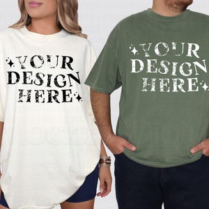 Couples Mockup Ivory Comfort Colors 1717 Mockup 1717 Moss Mockup Comfort Colors 1717 Mockup Ivory 1717 Shirt Moss T-shirt Mockup Couples Tee