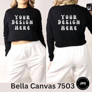 Black Bella Canvas 7503 Mockup 7503 Cropped Sweatshirt Mock Up Bella Canvas 7503 Mock Up Cropped Sweatshirt Mockup Cropped Top Mockup 7503