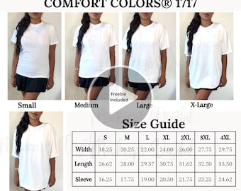 Comfort Colors 1717 Video Size Chart Oversized T-shirt Mockup Spring Mockup Coastal Mockup Size Fit Guide
