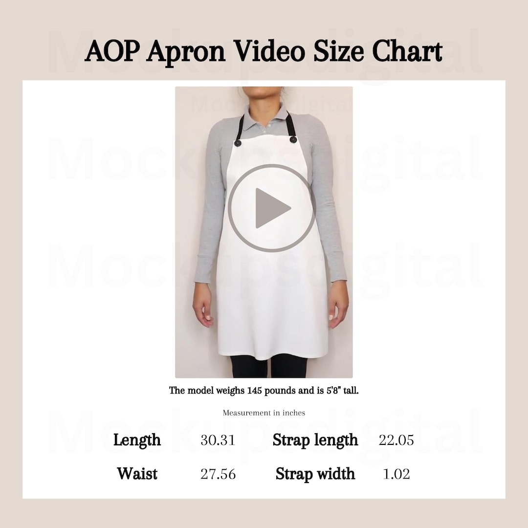 Aop Apron Video Size Chart AOP Printify Apron Mock Digital Mockup ...