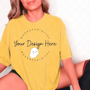Mustard Comfort Colors C1717 Mustard Shirt Halloween Mockup Fall Mockup Mustard Oversized Mockup Spooky Mockup C1717 Mustard Mockup