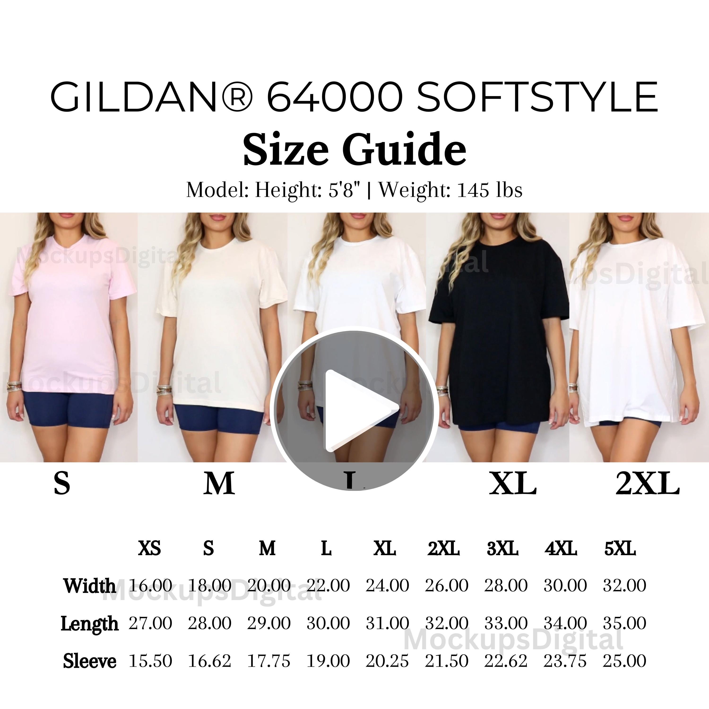 Gildan 64000 Soft Style Shirt Video Size Chart Gildan Video Size Chart 64000 Video Size Guide Size Comparison Chart Video Sand Gildan 64000