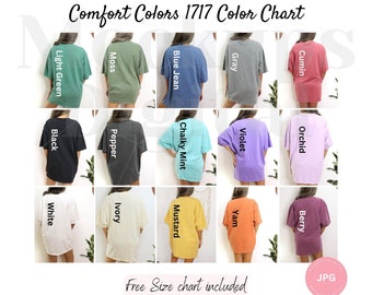 Comfort Colors 1717 Color Chart Comfort Colors Size Chart 1717 Color Chart 1717 Summer Shirt Color Chart Oversized Colors Chart Trendy Chart
