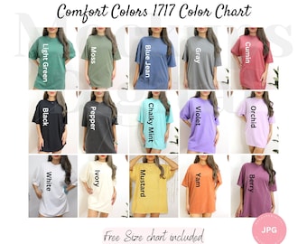 Comfort Colors 1717 Color Chart Comfort Colors Size Chart 1717 Color Chart 1717 Summer Shirt Color Chart Oversized Colors Chart Trendy Chart