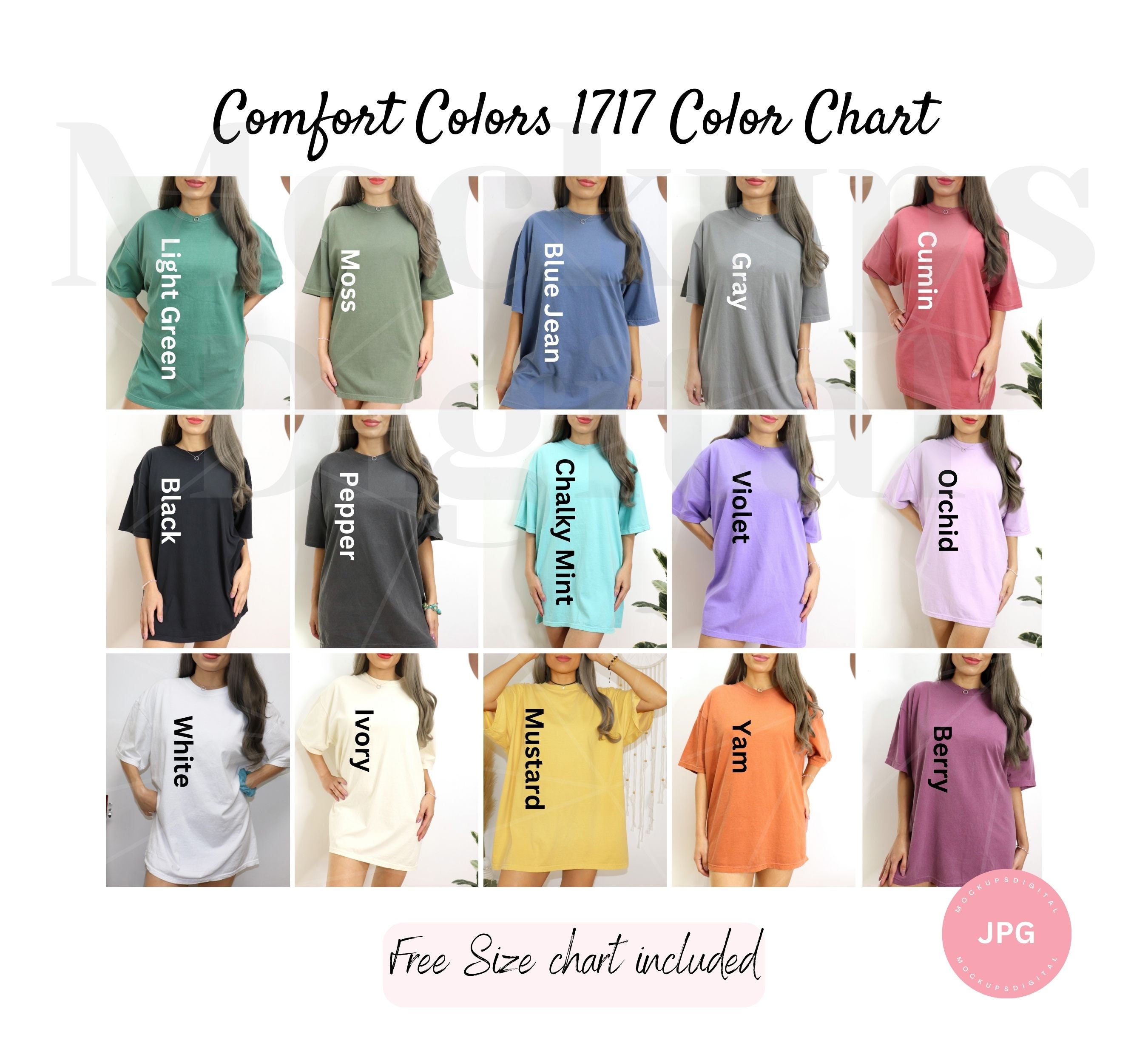 Comfort Colors 1717 Color Chart Comfort Colors Size Chart 1717 Color ...